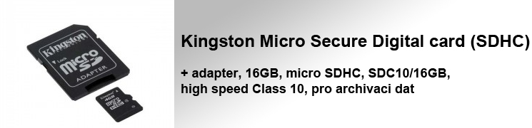 Kingston Micro Secure Digital card (SDHC) + adapter, 16GB, micro SDHC, SDC10/16GB, high speed Class 10, pro archivaci dat