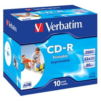 Verbatim 43325, DataLife PLUS, 700 Super Azo, 80min., CD-R, 12cm, Wide Printable, jewel box, Standard, 52x, 10-pack, pro archivaci