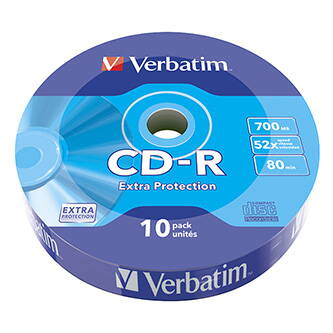 Verbatim CD-R, 43725, 10-pack, 700MB, Extra Protection, 52x, 80min., 12cm, wrap, Standard, pro archivaci dat