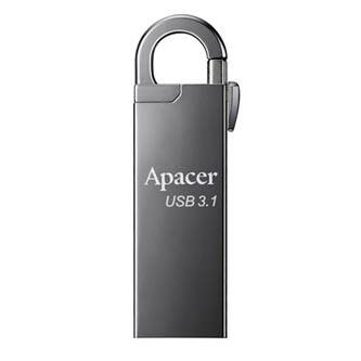 Apacer USB flash disk, USB 3.0 (3.2 Gen 1), 32GB, AH15A, stříbrný, AP32GAH15AA-1, USB A, s karabinkou