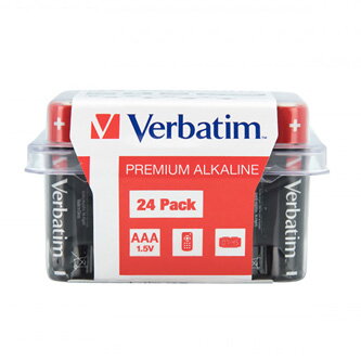Baterie alkalická, AAA, 1.5V, Verbatim, krabička, 24-pack, 49504