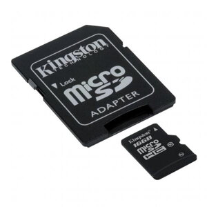 Kingston Micro Secure Digital card (SDHC) + adapter, 16GB, micro SDHC, SDC10/16GB, high speed Class 10, pro archivaci dat