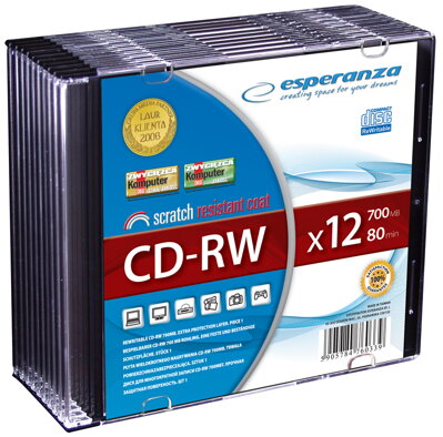 CD-RW ESPERANZA slim box 700MB 12x 5-pack