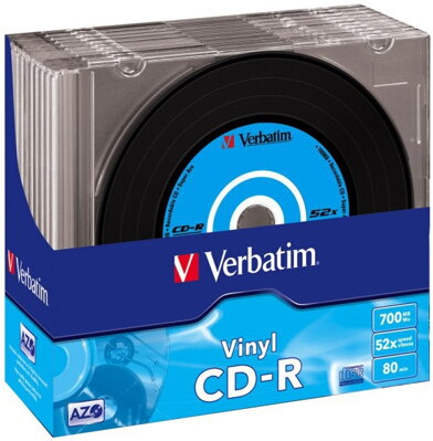 Verbatim 43426, DataLife PLUS, 700 52x, 80min., CD-R, 12cm, Vinyl, Vinyl, slim box, 10-pack, pro archivaci dat