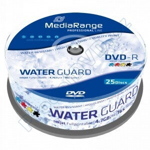 DVD-R Mediarange 4,7GB 25cake 16x Waterguard Photo Inkjet Fullprintable MRPL612