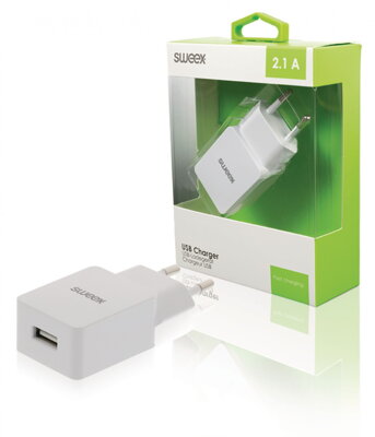 Síťová nabíječka SWEEX 1-Výstup 2.1 A USB Bílá