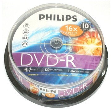 DVD-R Philips 4,7GB 10cake 16x