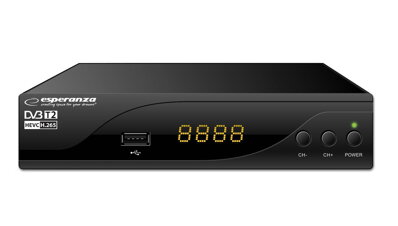 DVB-T/T2 Přijímač (Set-Top-Box) H.265/HEVC DIGITAL TERRESTRIAL TV RECEIVER Esperanza EV105