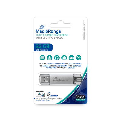 USB Flash 32GB 3.0 Mediarange USB-C plug COMBO FLASH DRIVE MR936