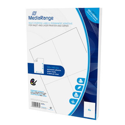 Samolepící etikety Mediarange MRINK143 105x148mm, 4ks, bílé, 200 etiket