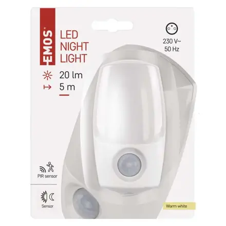 LED noční světlo P3318 s pohybovým čidlem do zásuvky