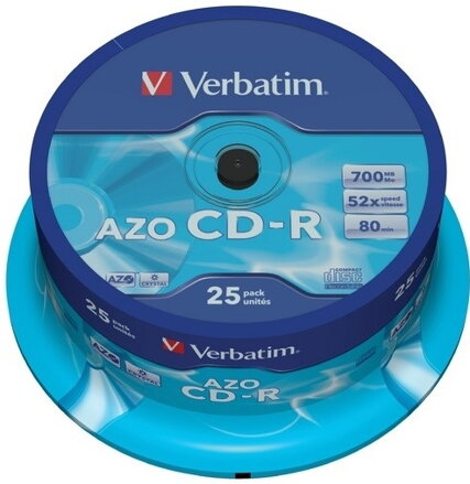 CD-R Verbatim DLP 80min. 52x Crystal SuperAzo 25-cake 43352
