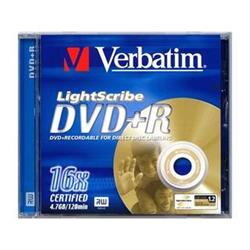 Verbatim DVD+R, 43574, DataLife PLUS 4.7GB, 16x, 12cm, General, LightScribe, jewel box
