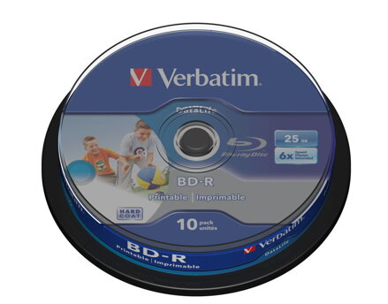Blu-ray BD-R SL Verbatim 25GB 6x Wide Injekt Printable 10-cake
