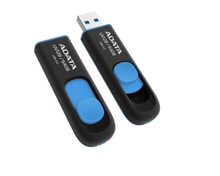 USB Flash Disk A-Data 64GB 3.0 Dash Drive UV128, černý/modrý (R: 90MB / W: 40MB)