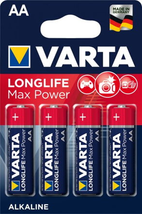 Baterie VARTA  LONGLIFE Max Power 1,5V LR06 AA alkalická - blister - cena za 4ks