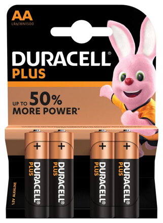 Alkalické baterie Duracell Plus AA 1,5V 4ks - cena za 4ks