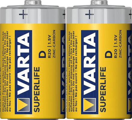 Baterie VARTA Superlife R20 1,5V- folie - velké mono - cena za 1ks baterie