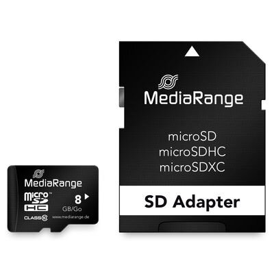 Secure Digital Card 8GB micro Mediarange Class 10 + SD adapter MR957