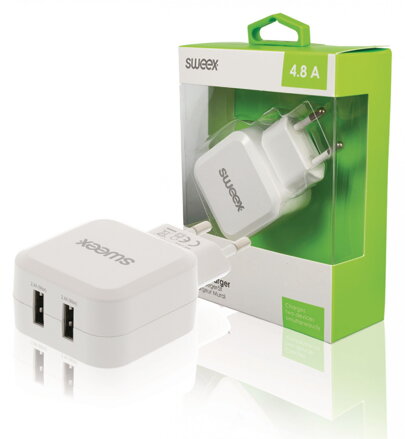 Síťová nabíječka SWEEX 2-Výstupy 4.8 A 2x USB Bílá