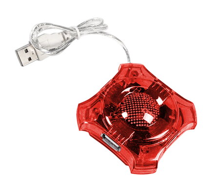 USB HUB Esperanza EA150R 2.0, 4-port, červený