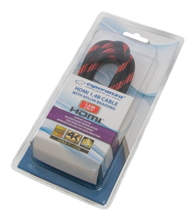Kabel HDMI 1,4B Esperanza 1,5m opletený EB192