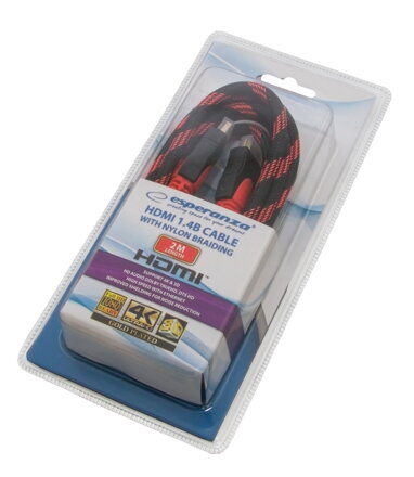 Kabel HDMI 1,4B Esperanza 2m opletený EB193 Kabel HDMI 1,4B Esperanza 2m opletený EB193