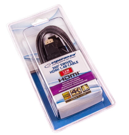 HDMI kabel Esperanza 1.4B 1.5M otočný EB196 HDMI kabel Esperanza 1.4B 1.5M otočný EB196