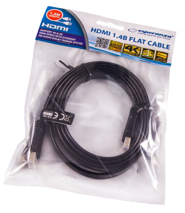Kabel HDMI 1,4B Esperanza 1,5m plochý EB198