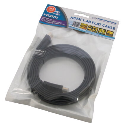 Kabel HDMI 1,4B Esperanza 2m plochý EB199
