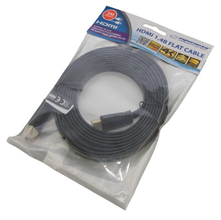 Kabel HDMI 1,4B Esperanza 3m plochý EB200