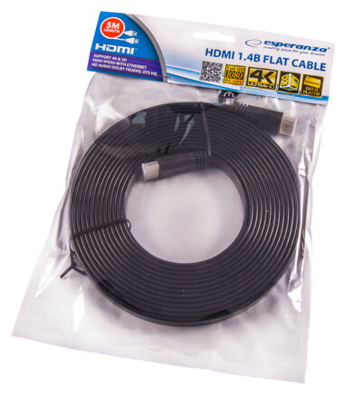 Kabel HDMI 1,4B Esperanza 5m plochý EB201