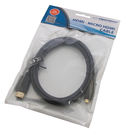 Kabel MICRO HDMI - HDMI 1.4B 2m černý EB204