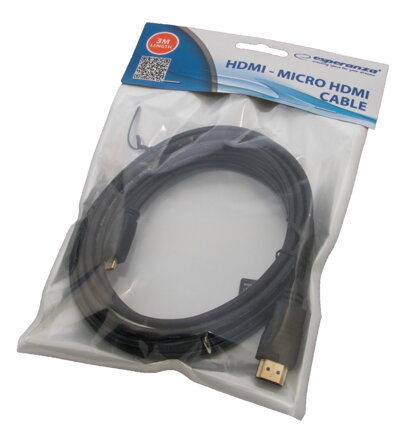Kabel MICRO HDMI - HDMI 1.4B 3m černý EB205