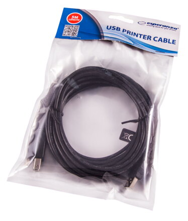 Kabel k tiskárně Esperanza EB233 USB (2.0), USB A M- USB B M, 5m, černý