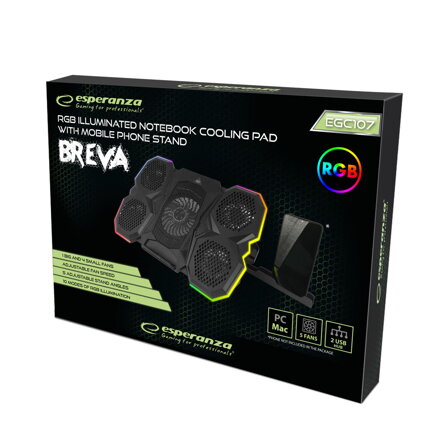 Herní chladící podložka RGB se stojánkem na mobil Esperanza BREVA EGC107