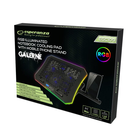Herní chladící podložka RGB se stojánkem na mobil Esperanza GALERNE EGC109