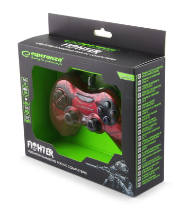 Gamepad Esperanza FIGHTER EGG105R pro PC, USB 2.0 - červený Gamepad Esperanza FIGHTER EGG105R pro PC, USB 2.0 - červený