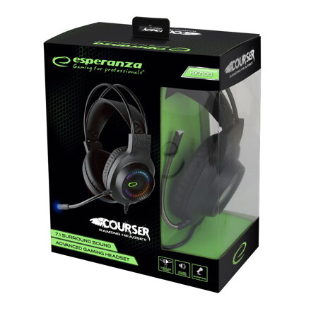 Herní sluchátka s mikrofonem Esperanza 7.1 SURROUND SOUND COURSER EGH7100