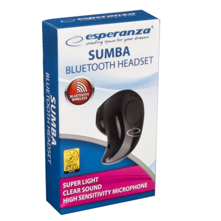 Sluchátko s mikrofonem Esperanza SUMBA EH185, bluetooth, černé