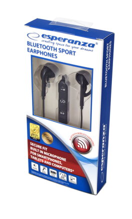 Bluetooth magnetická sluchátka Esperanza SPORT EH187K - černá Bluetooth magnetická sluchátka Esperanza SPORT EH187K - černá