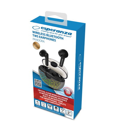 Bluetooth sluchátka 5.0 TWS Esperanza PANDORA EH234K