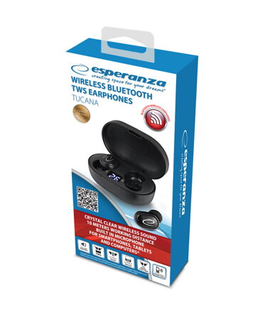 Bluetooth sluchátka 5.0 TWS Esperanza TUCANA EH226K