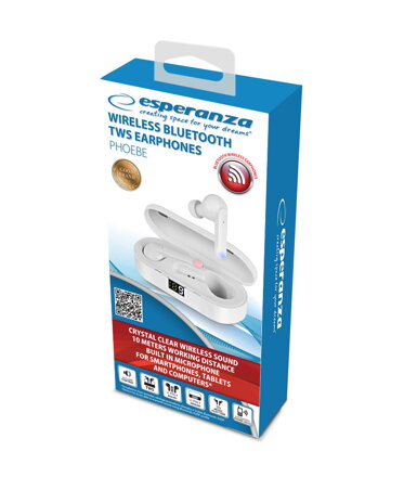 Bluetooth sluchátka 5.0 TWS Esperanza PHOEBE EH230W
