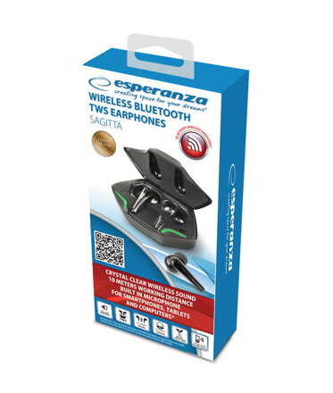 Bluetooth sluchátka 5.0 TWS Esperanza SAGITTA EH231K