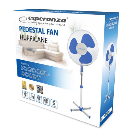Stojanový ventilátor Esperanza HURRICANE EHF001WB - modrý