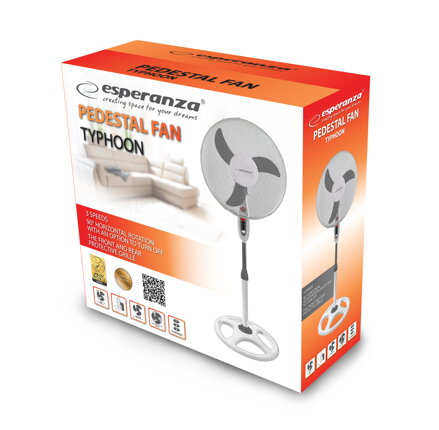 Stojanový ventilátor Esperanza TYPHOON EHF002WE bílo-šedý