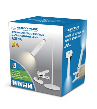 Stolní LED lampa 3in1 Esperanza ELD118W AGENA - bílá - nabíjecí