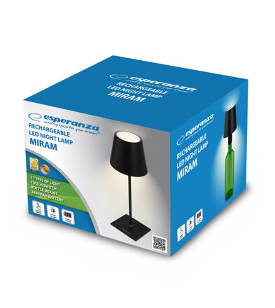 Stolní LED lampa 3in1 Esperanza ELD119K MIRAM - černá - nabíjecí