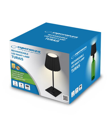 Stolní LED lampa 3in1 Esperanza ELD120K Turais - černá - nabíjecí